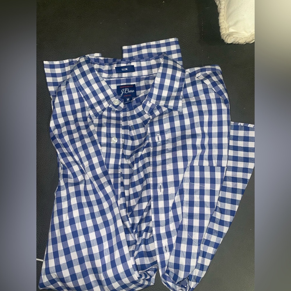 Crew Men’s Slim Fit Gingham Button-Down Shirt – Size Medium